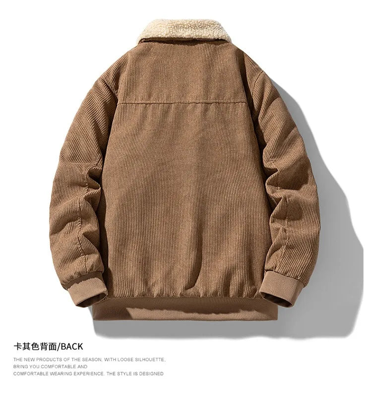2025 Winter Collar Corduroy Jacket for Men, Casual, Comfortable, Loose, High Quality, Simple, Versatile,and Plush Jacket for Men - Buy online at  Vibe In Cart.