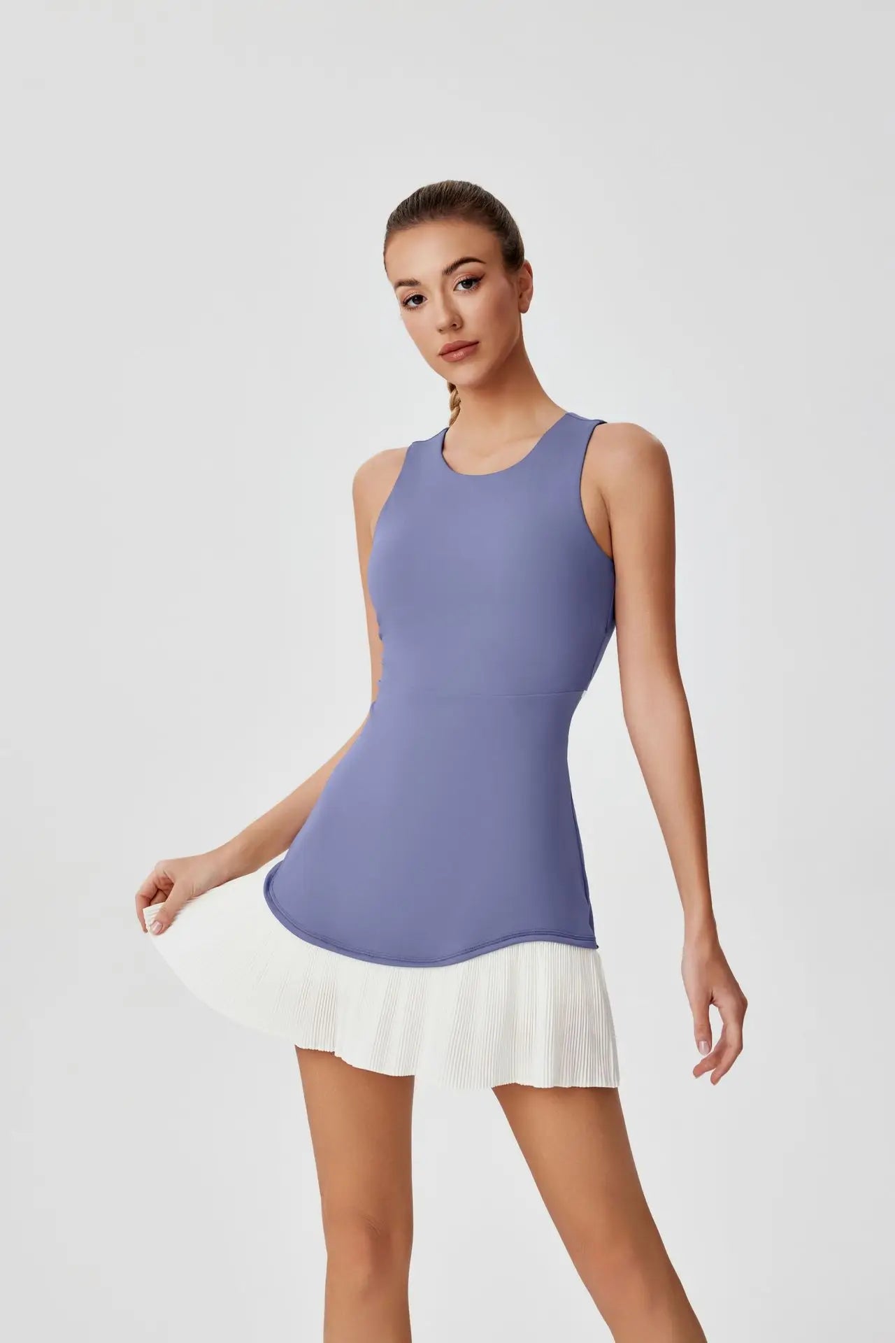 Women One-piece Tennis Dress Summer Black Contrast Pleated Anti Light Speed Dry Sports Dresses Hollowed Out Back Yoga Clothes - Buy online at  Vibe In Cart.