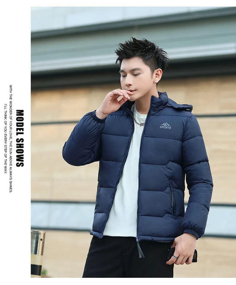 Men's Winter Jacket Windproof Thermal Hooded Parka Coat with Detachable Hood Heavy Duty Ski Jacket for Outdoor Cold Weather - Buy online at  Vibe In Cart.