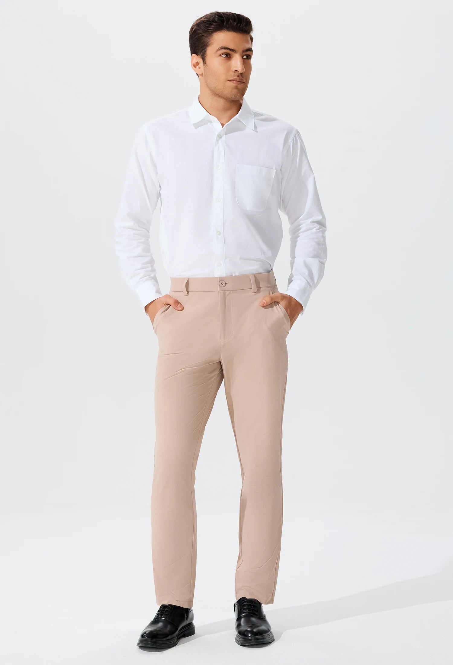 Men's Stretch Slim Straight Lightweight Polyester Golf Pants, Full Length