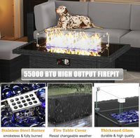 15 Piece Patio Furniture Set with Fire Pit Table, Outdoor Conversation Sets Wicker Rattan Sectional Sofa with Coffee Table - Buy online at  Vibe In Cart.