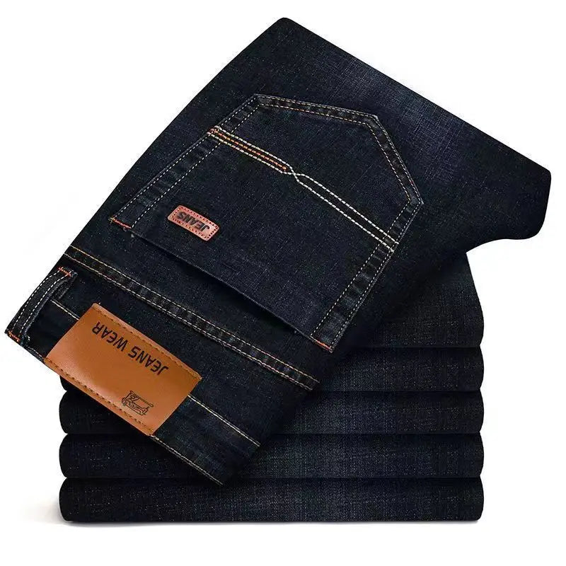 Men Fashion Straight Jeans Mens 2025 New Stretch Slim Fit Pants Comfortable Soft Business Denim Trousers Male Brand Clothing - Buy online at  Vibe In Cart.