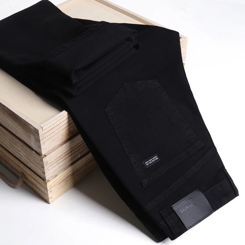 Men Classic Advanced Fashion Brand Pure Black Jeans Man Soft Breathe Stretch Slim Straight Denim Trousers Mens Pants Overalls - Buy online at  Vibe In Cart.