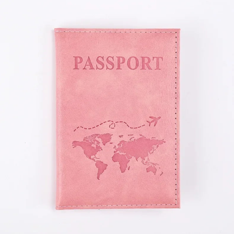 Solid PU Leather Passport Holder Wallet Card Case for Travel