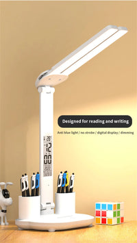 LED Desk Lamp USB Dimmable Touch Foldable Table Lamp with Calendar Temperature Clock Night Light for Study Reading Lamp - Buy online at  Vibe In Cart.