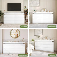 Modern 6-Drawer Dresser，White Storage Cabinet with LED Lights, Wide Chest of Drawers , Organizer for Bedroom,Living Room - Buy online at  Vibe In Cart.