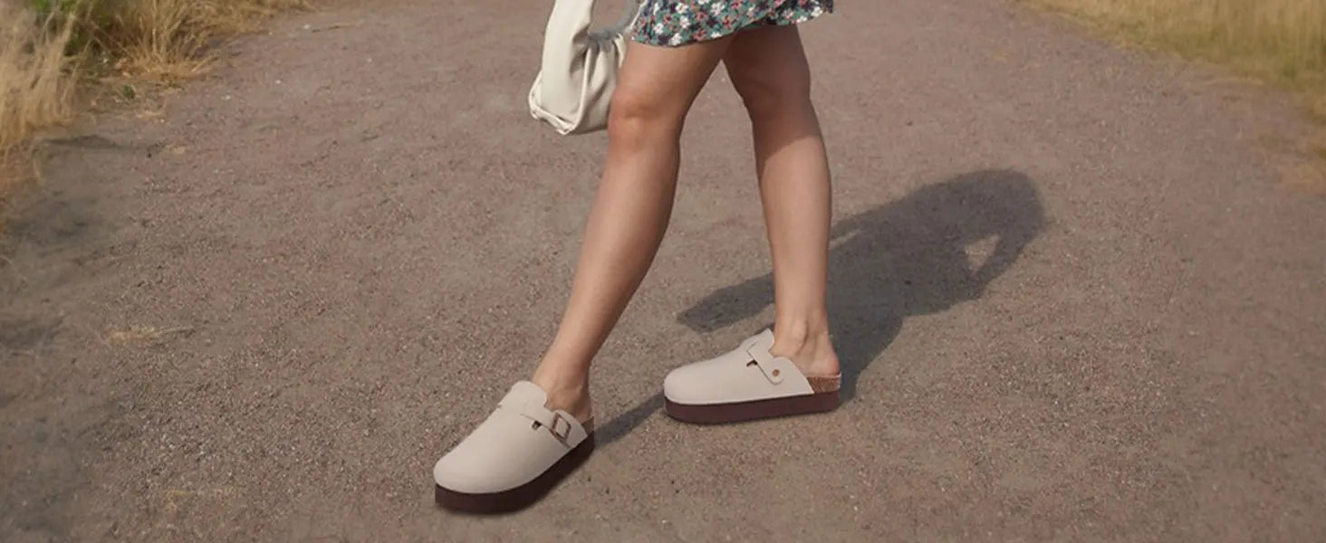 Unisex Suede Leather Outdoor Mules Slippers With Arch Support