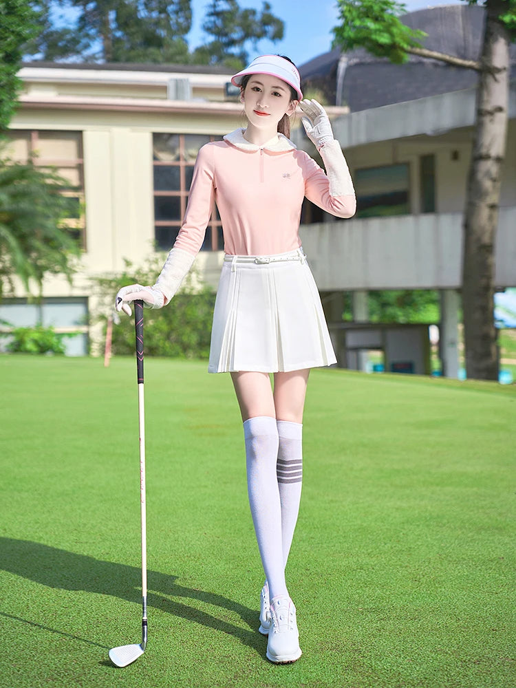 TTYGJ New Golf Skirt Women Spring Autumn Fashion A-lined Skirt Ladies Outdoor Sports Skorts Casual Golf Wear with Inner Shorts