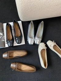 Women's Square Toe Slip-On Ballet Flats with PU Upper