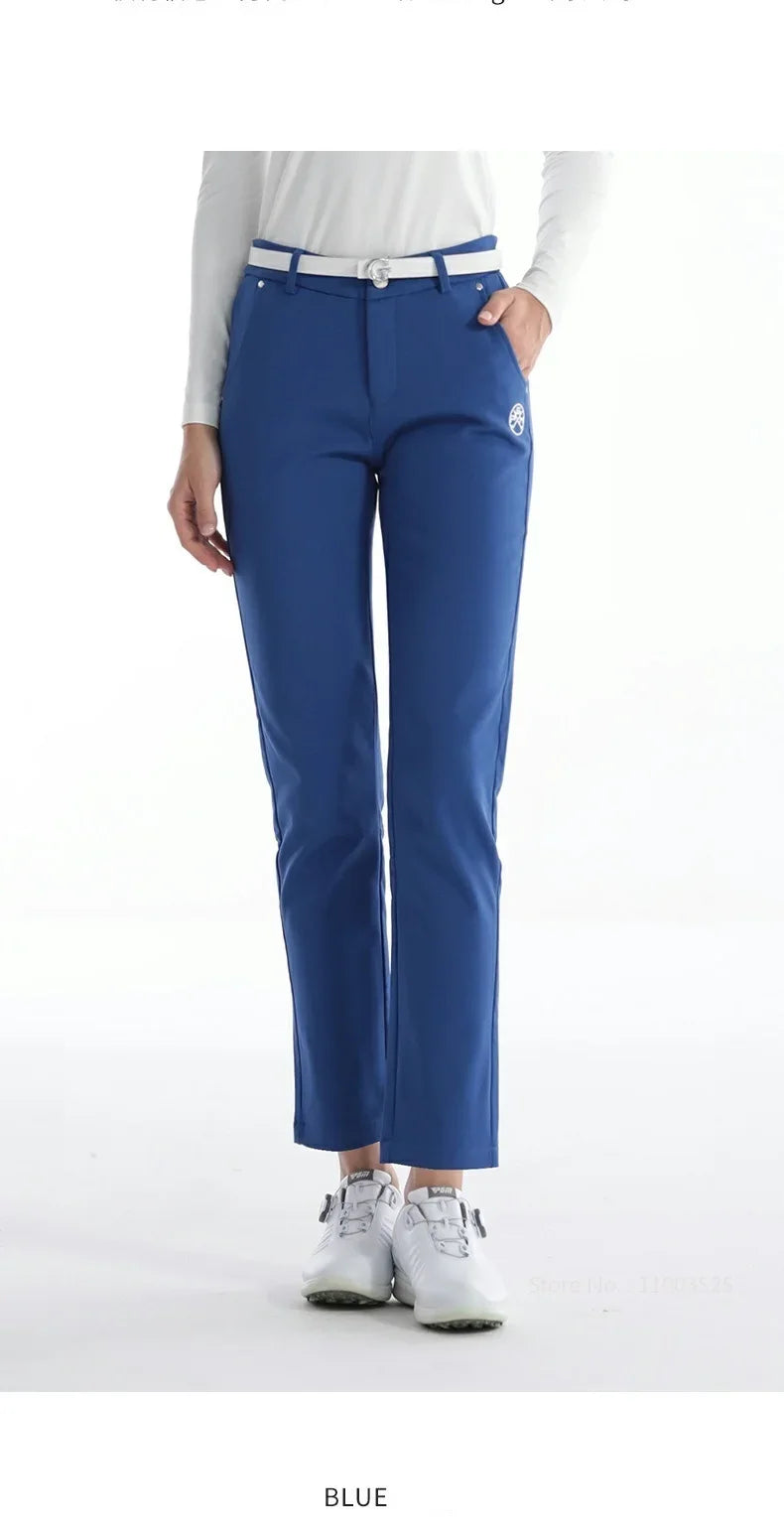 Women's Winter Warm Thick Fleece Golf Pants Straight Full Length