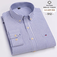 Men's Long Sleeve Plaid Cotton Formal Shirt Regular Fit S-7XL