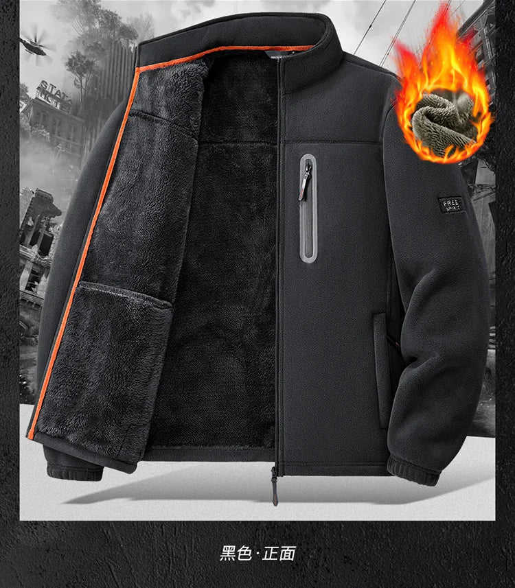 Men's Outdoor Fleece Jacket Thickened Autumn Winter Casual Versatile Comfortable Style Zipper Closure Long Sleeve Unisex Outwear - Buy online at  Vibe In Cart.