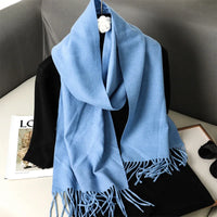 Women's Thick Warm Winter Polyester Scarf with Tassels