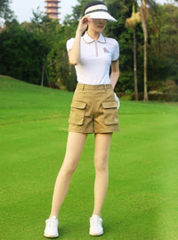 Love Golf Women Short Sleeve Sports Shirts Breathable Casual Tops Ladies High Waist Golf Shorts Quick Dry Skorts with Pockets