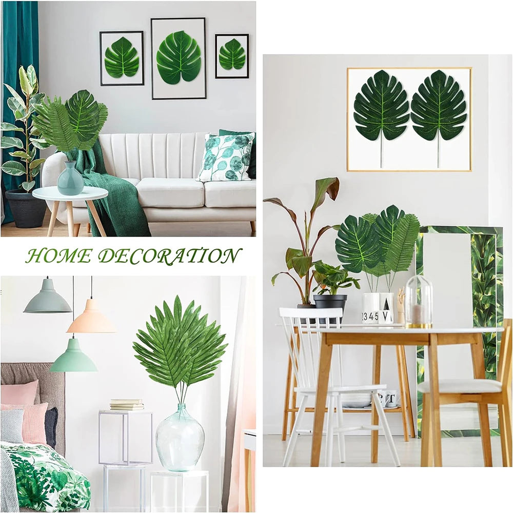 Artificial Tropical Palm Leaves Hawaiian Luau Jungle Party Golden Stems Leaf Decoration Table Wedding Birthday Decor Fake Plants - Buy online at  Vibe In Cart.