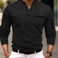 Spring autumn men's golf POLO shirt stand collar checkerboard arm zipper pocket fashion sports long-sleeved polo shirt top - Buy online at  Vibe In Cart.