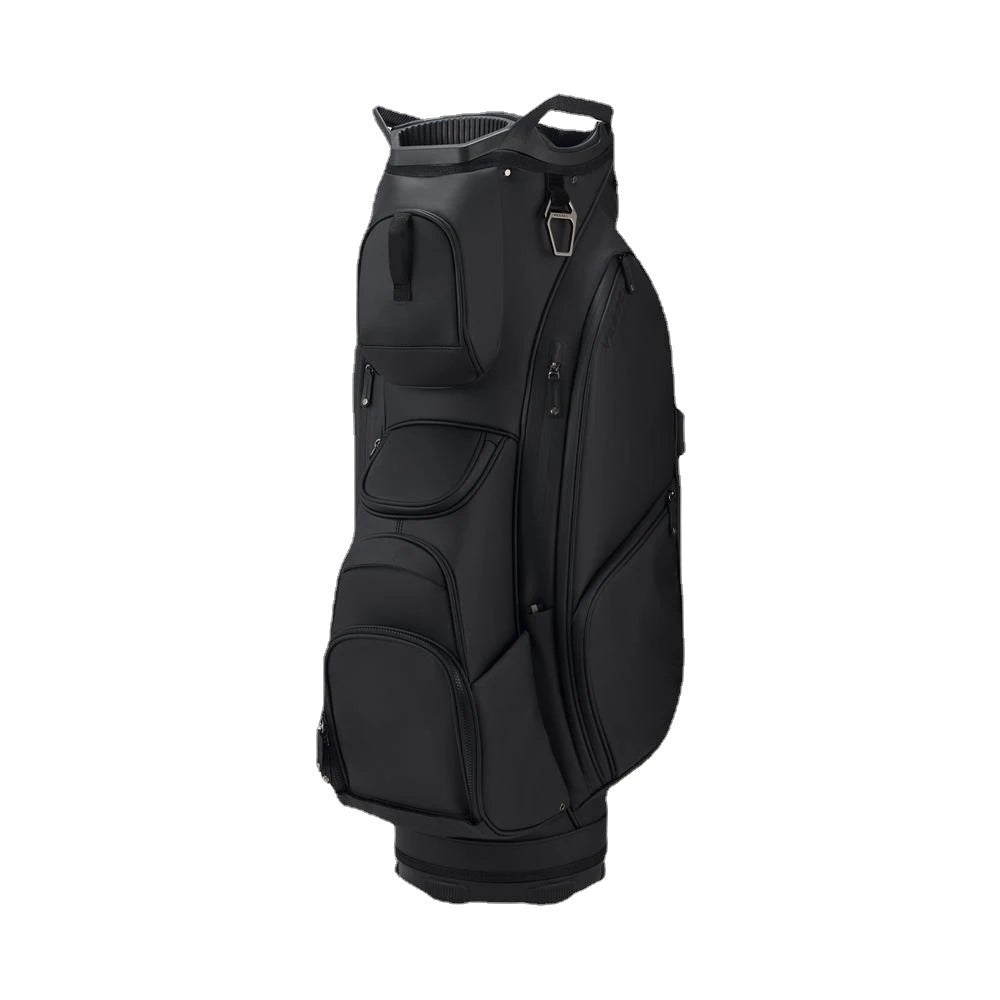 Black PU Leather Waterproof Stand Tour Staff Golf Bag