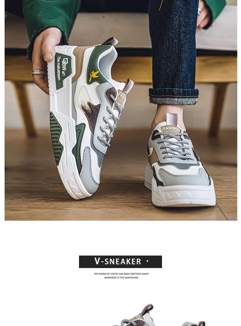 2024 Autumn New Casual Sports Shoes Men's Leather Low-Top Fashion Trend Easiest for Match Running Shoes Men's Skateboard Shoes Suitable for Outdoor Sports - Buy online at  Vibe In Cart.