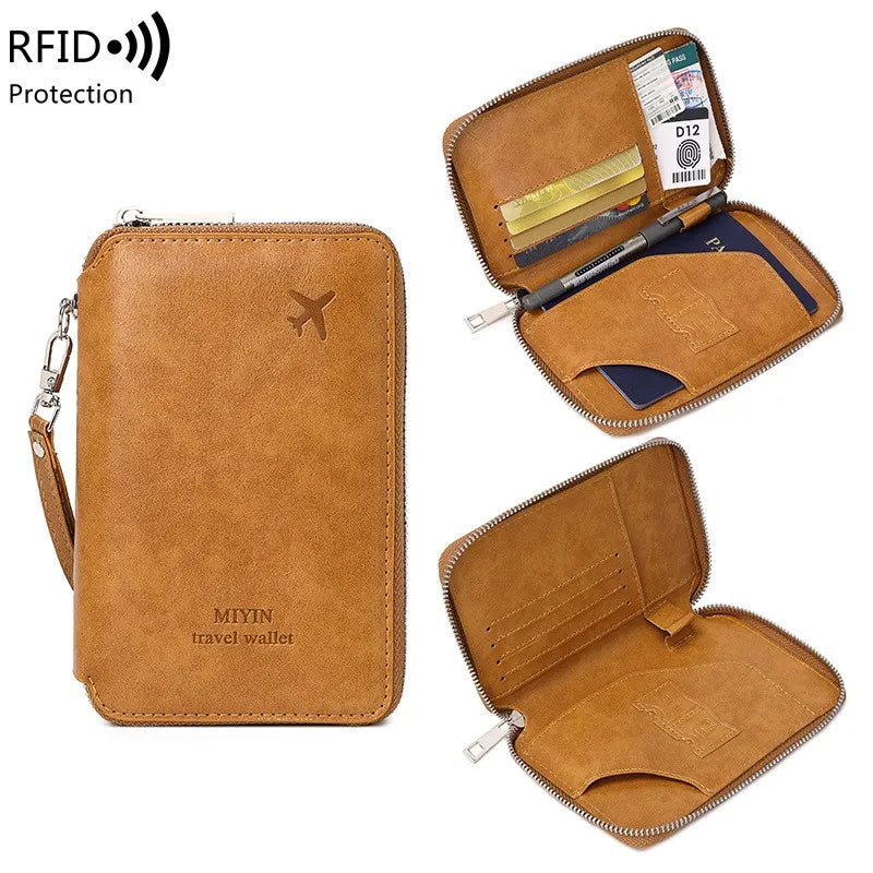 RFID Passport Holder in PU Leather, Multifunctional Unisex