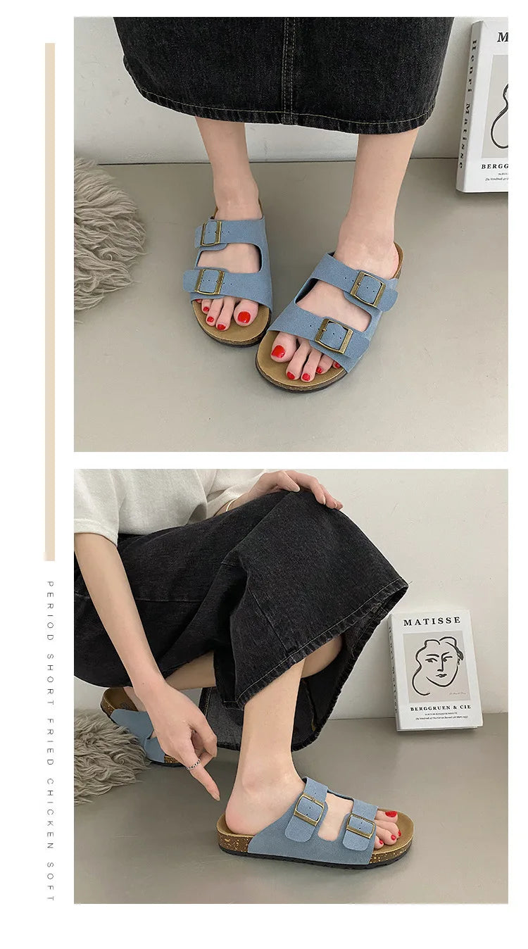 Men's Arch Support Slides Sandals With Adjustable Buckle