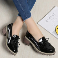 Women's Leather Loafers with Fringe Slip-On Brown Flats