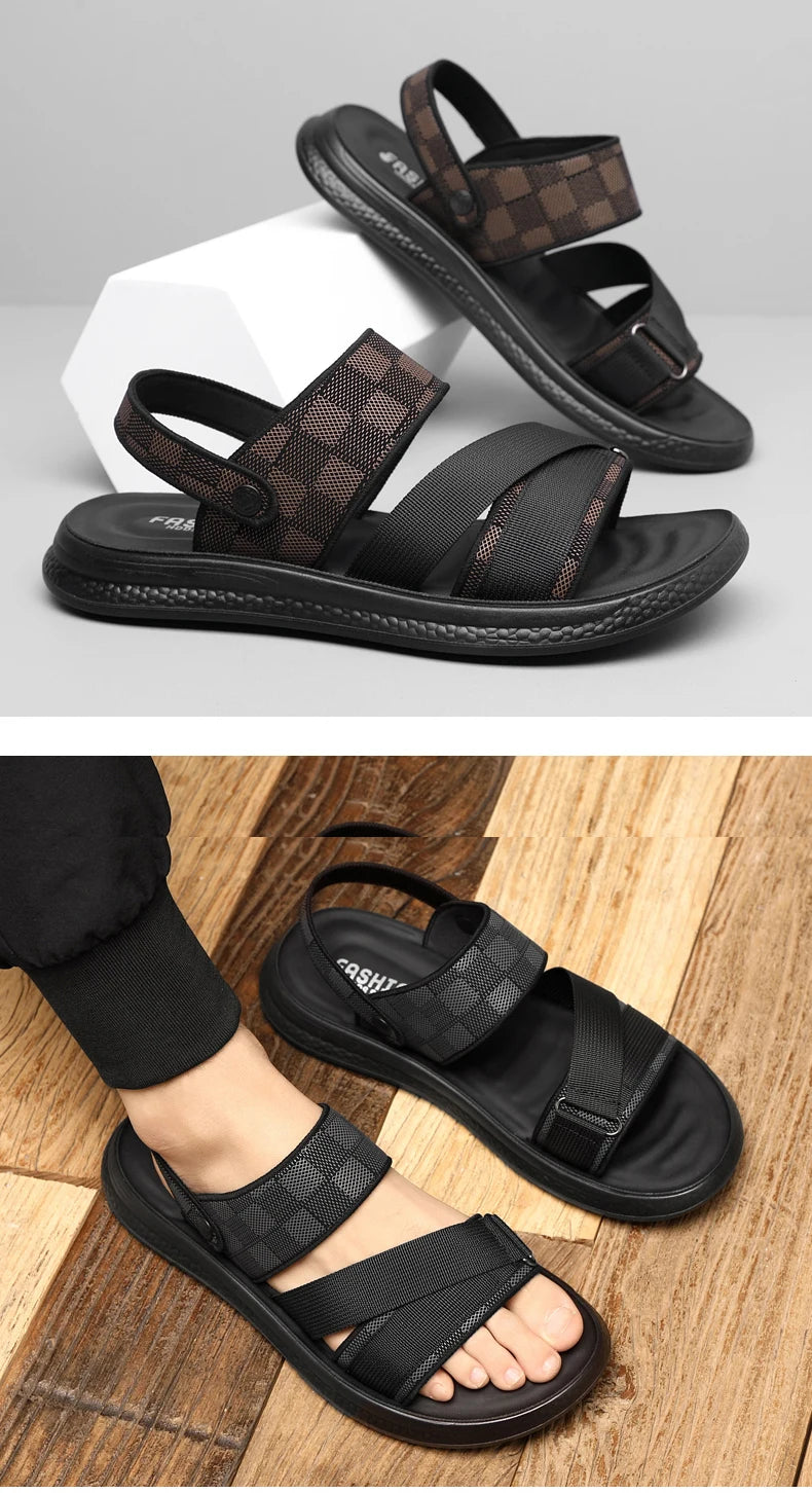 Men's Waterproof Gladiator Sandals with Buckle Strap and Rubber Sole