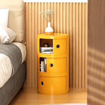 Round Cabinet with Sliding Doors -  Multi-Tiered Round Storage Unit for Living Room Bedroom - Buy online at  Vibe In Cart.