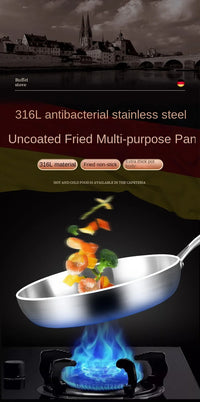 316 Stainless Steel Frying Pan Wok NonStick Pan Fried Steak Pot Uncoated Kitchen Cookware For Gas Stove and Induction Cooker Wok - Buy online at  Vibe In Cart.