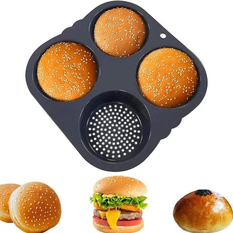 Hamburger Baking Mold Silicone mould Food Grade Bread Bun Baked Plate Non-Stick cake Pan Home Kitchen Bakeware BPA Free - Buy online at  Vibe In Cart.