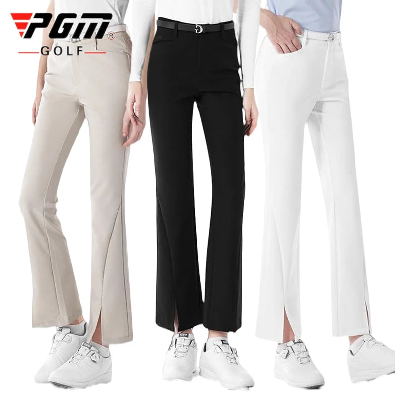 Women's Full Length High Waist Flared Cotton Golf Trousers