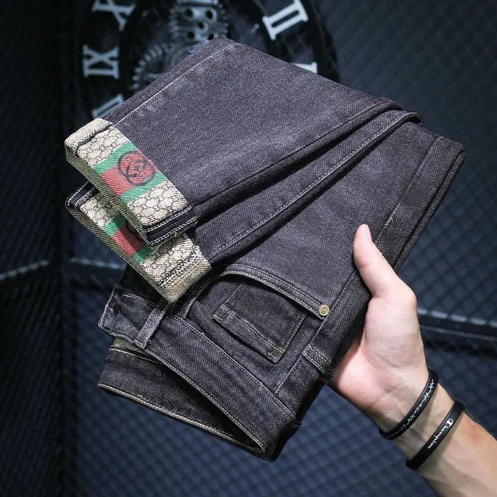 Casual Trendy Embroidered Men's Jeans Autumn winter New Arrival Slim Fit Charcoal Grey Trousers Wholesale For Fashion Lovers - Buy online at  Vibe In Cart.