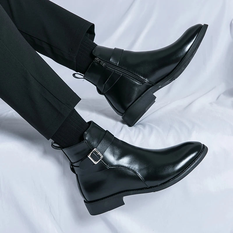 New waterproof British riding boots men's fashionable ankle boots casual and versatile high-top leather shoes men's trend - Buy online at  Vibe In Cart.