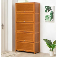Tall Bamboo Shoe Storage Cabinet Free Standing Shoe Shelf Storage Rack with Flip Doors Shoes Heels Storage Cabinet Organizer - Buy online at  Vibe In Cart.