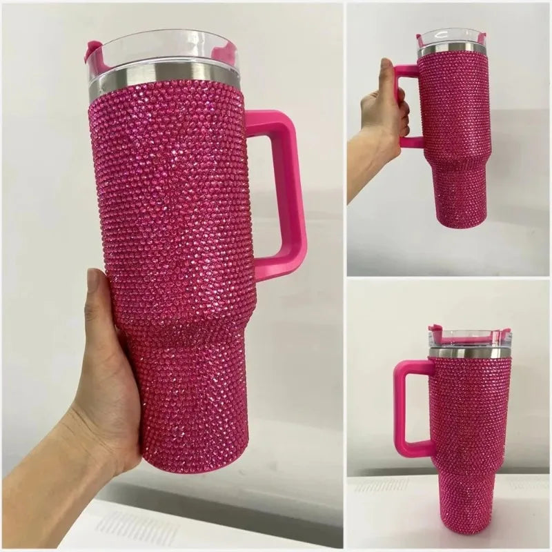 40oz Rhinestone Tumbler Stainless Steel Straw Women Cup Shiny Diamond Travel Car Thermoses Coffee Mug Water Bottle Drinkware - Buy online at  Vibe In Cart.