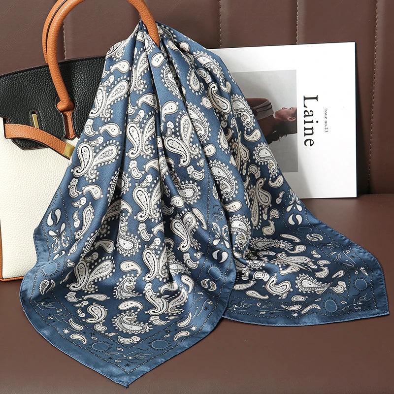 Square Satin Silk Scarf for Women, Casual All Seasons