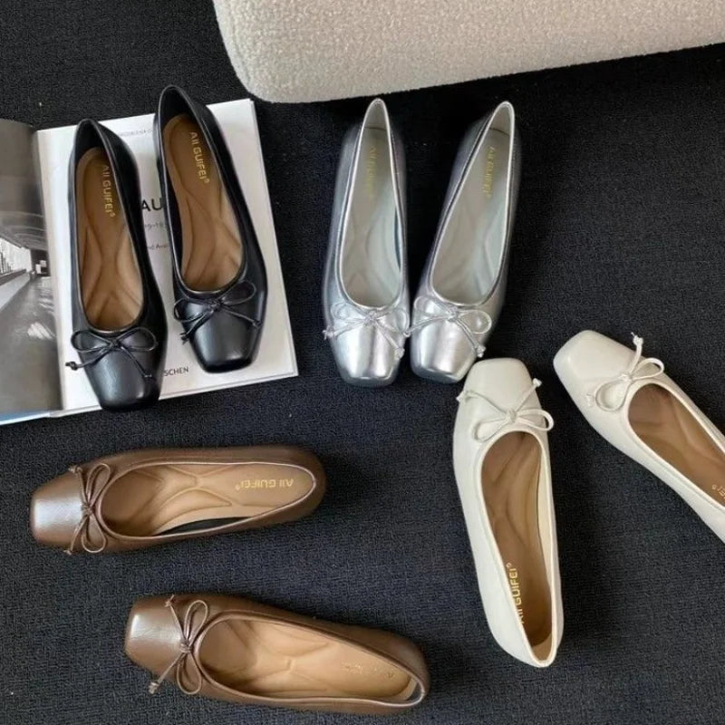 Bowtie Flat Shoes Women Ballerinas Square Toe Slip on Ballet Flats Lazy Loafers Moccasins Ladies Casual Comfort Shoes 2024 - Buy online at  Vibe In Cart.