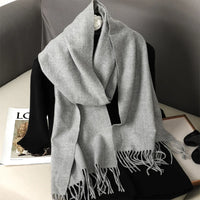 Women's Thick Warm Winter Polyester Scarf with Tassels