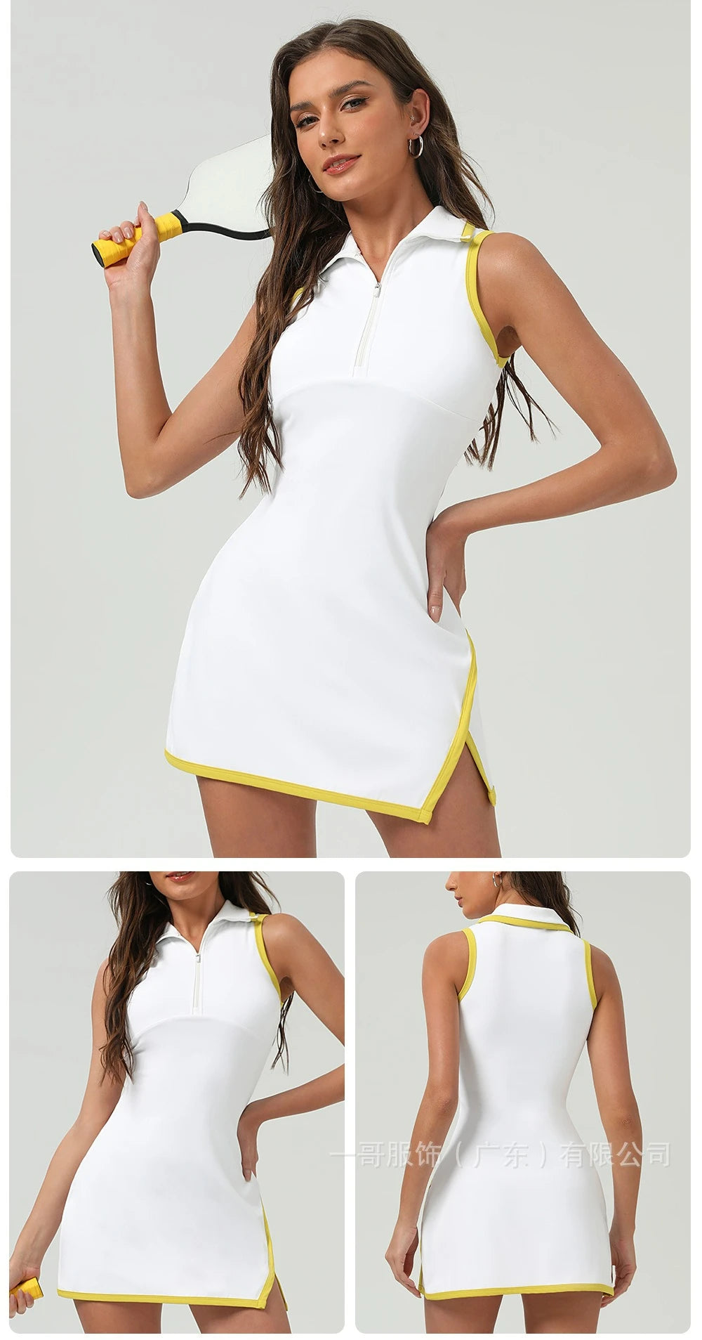 Clashing Color Polo Tennis Dress With Zipper Golf Sports Dress Women Quick-Dry Stretchy Jumpsuits Badminton Trainning Outfits - Buy online at  Vibe In Cart.
