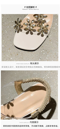 Women;s Sandals Pvc Crystal Flower Shoes for Women Decoration Chunky Heel Sandals Ladies Back Strap Fashion Shoes Female2024 - Buy online at  Vibe In Cart.