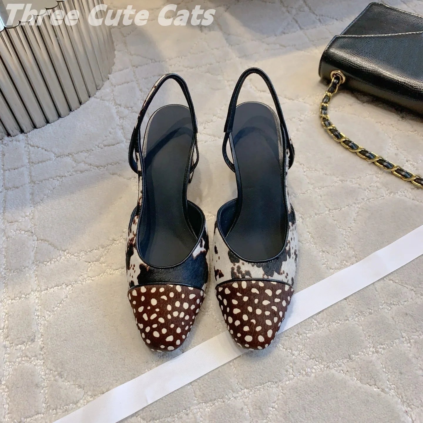 Novelty Horsehair Animal Parints Shallow Sling Back Zapatos Mujer Leopord Almond Shaped Toes Chunky Heels Woman Sandals 34-42 - Buy online at  Vibe In Cart.