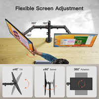 Freestanding Dual Monitor Stand with Height Adjustment, Tilt, Swivel, Rotation up to 27 Inches