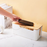 Rectangular Plastic Storage Box with Bamboo for Wires, 1 Piece