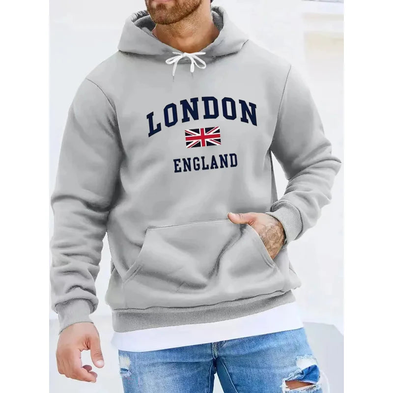 Men's autumn and winter casual and fashionable loose hooded sweatshirt, printed long-sleeved warm pullover - Buy online at  Vibe In Cart.