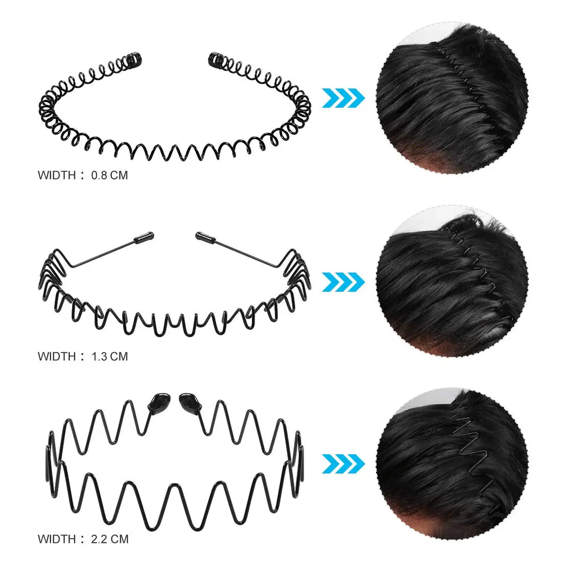 Unisex Black Elastic Non Slip Simple Metal Headbands For Men Women Wavy Hairband Spring Hair Hoop Fashion Hair Accessories - Buy online at  Vibe In Cart.