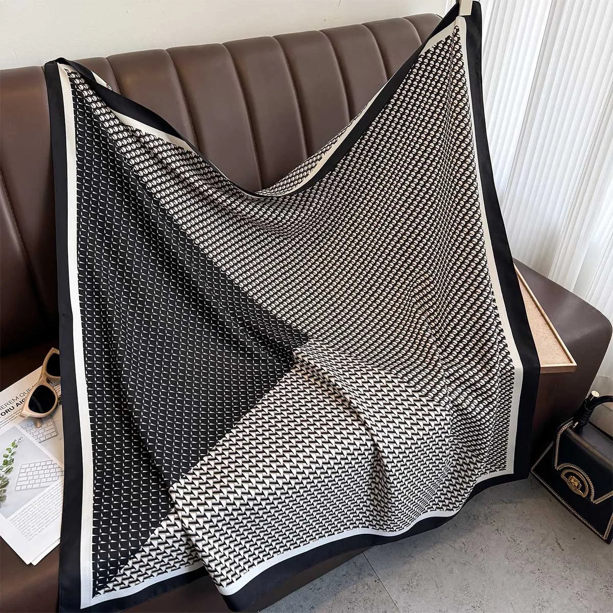 Women's Square Twill Scarf, 90x90 cm, for All Seasons