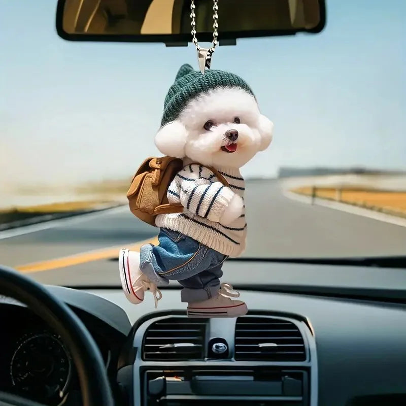 Creative Puppy Man Backpack Rearview Mirrors Pendant Car Hanging Ornaments Car Decoration Accessories Gifts For Women Men - Buy online at  Vibe In Cart.