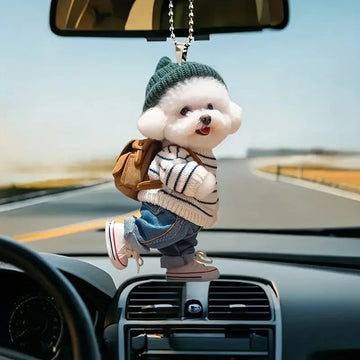 Creative Puppy Man Backpack Rearview Mirrors Pendant Car Hanging Ornaments Car Decoration Accessories Gifts For Women Men - Buy online at  Vibe In Cart.
