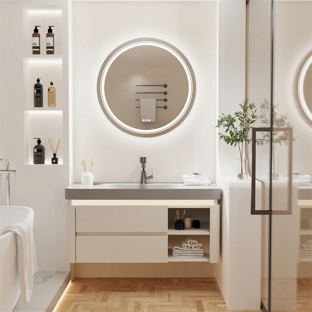 LUVODI Round Illuminate Bathroom Mirror Circle Washroom Toliet Wash Basin Fogless Vanity Mirror Waterproof - Buy online at  Vibe In Cart.