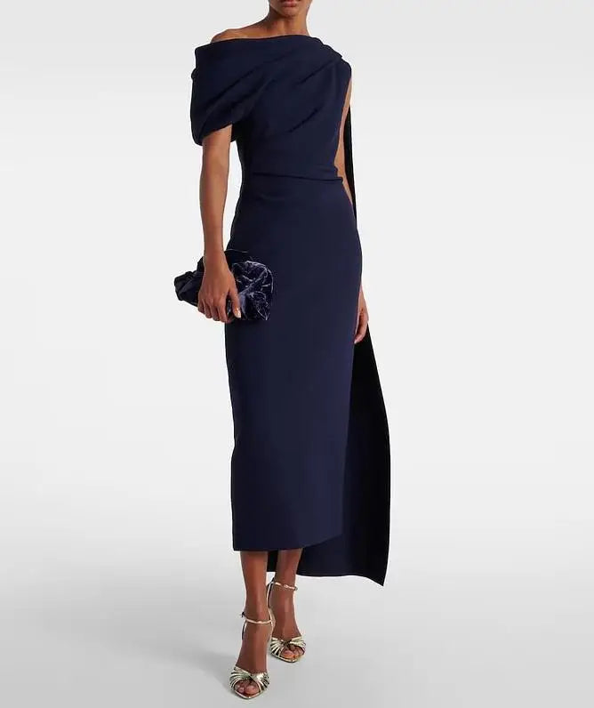 Women's Mid-Calf O-Neck Polyester Tatting Weave Dress with Three-Dimensional Decoration