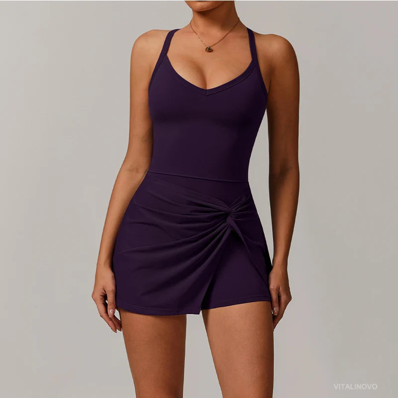 VITALINOVO Womens Tennis Dress with Shorts Underneath Workout Dress with Built-in Bra Deep V Neck Athletic Dresses Golf Dress - Buy online at  Vibe In Cart.
